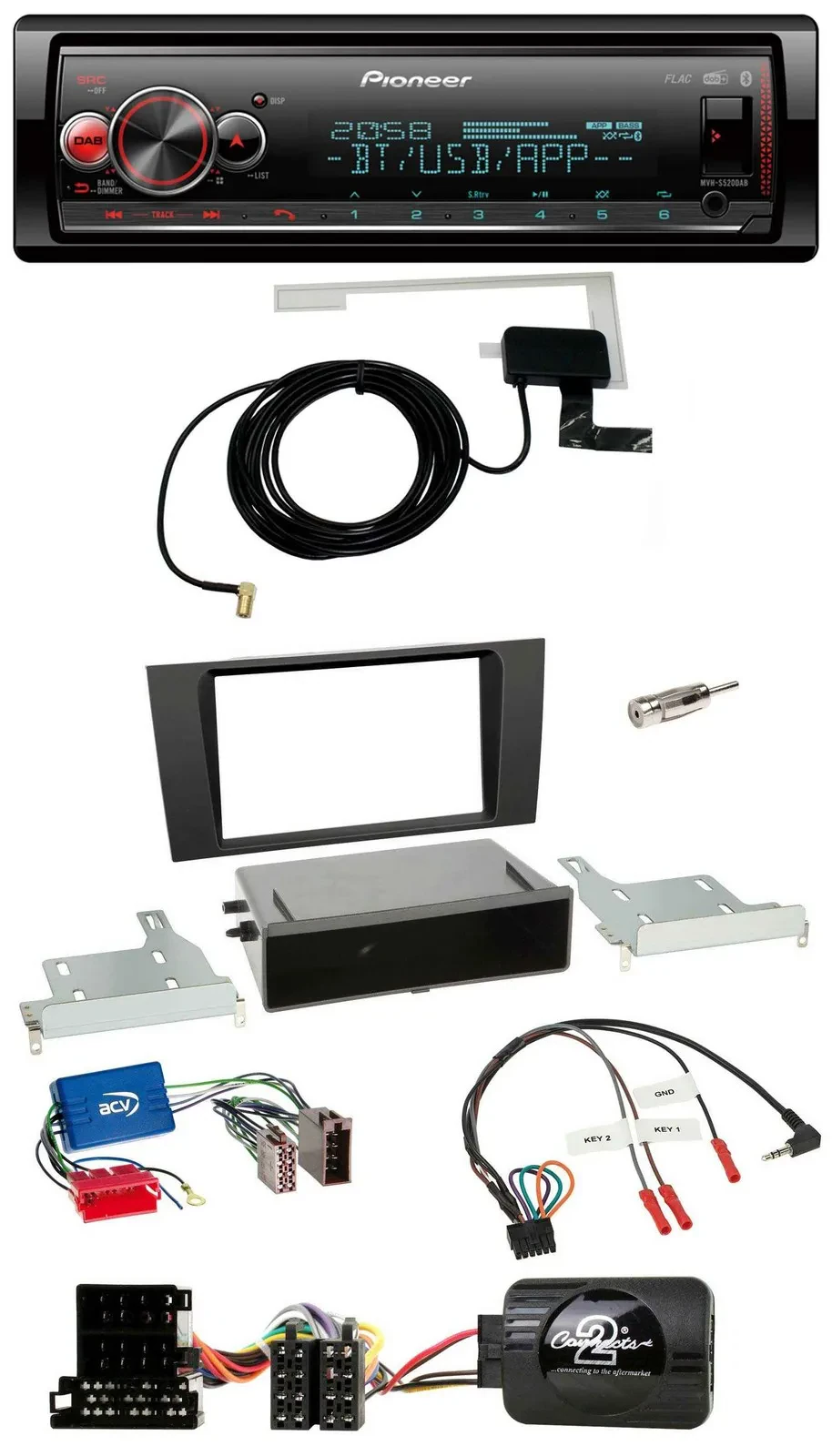 Pioneer Bluetooth DAB USB Lenkrad Autoradio für Audi A4 B5 1999-2001 Aktivsystem