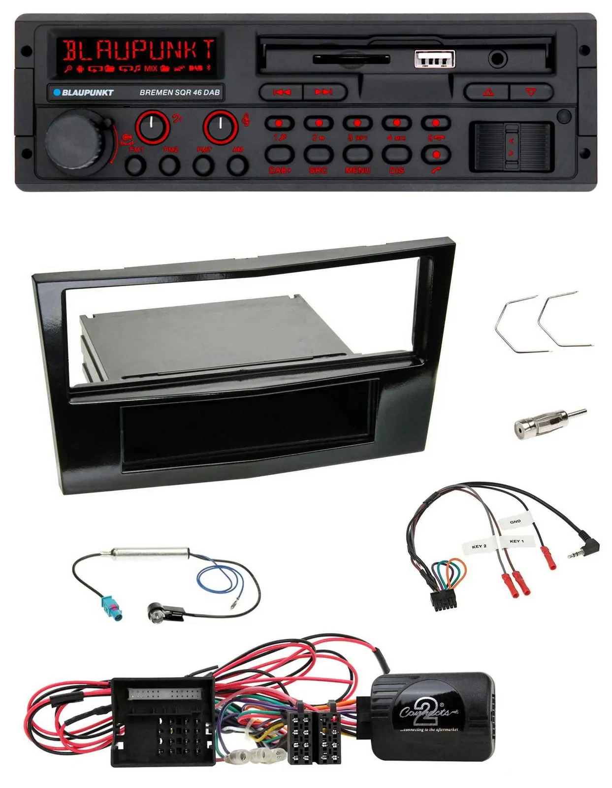 Blaupunkt SD Lenkrad USB Bluetooth DAB Autoradio für Opel Corsa D Klavierlack 09