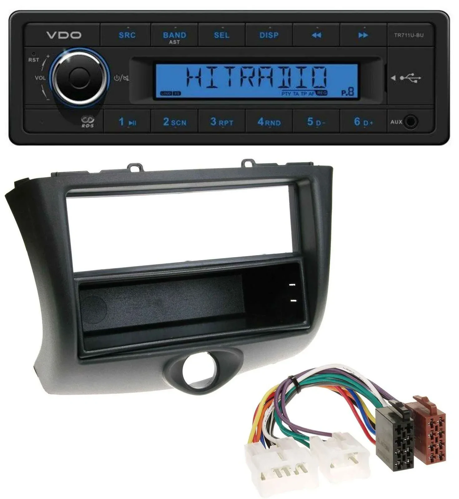 Автомагнитола VDO 1DIN, USB, AUX, MP3 для Toyota Yaris (2003–2006)