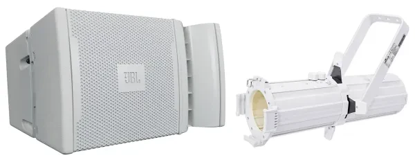 JBL VRX932LA-1WH 12" 800w Passive Line-Array Speaker in White + Gobo Spot Light