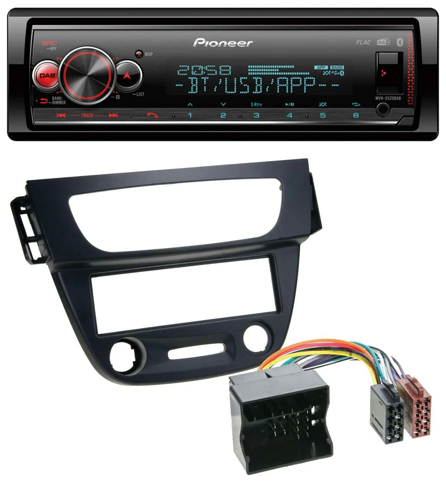 Автомагнитола Pioneer Bluetooth USB MP3 DAB для Renault Megane 3 (2009–2014), Quadlock, черный