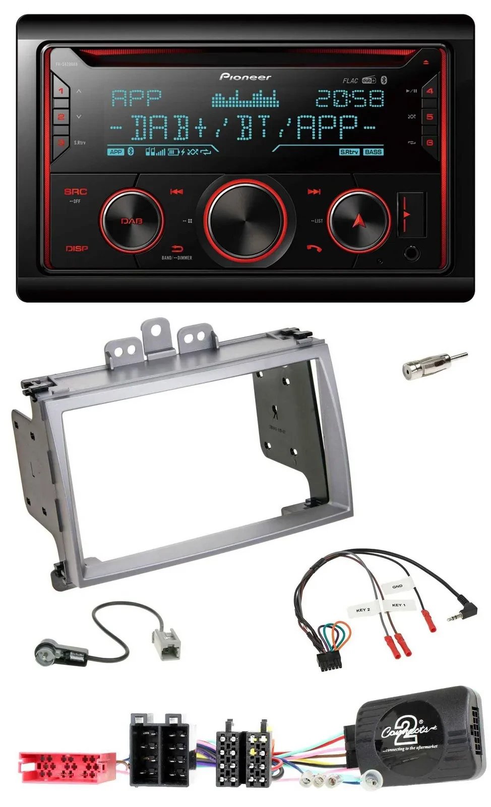 Автомагнитола для Hyundai i20 2009–2012 Pioneer 2-DIN DAB Bluetooth USB CD с поддержкой кнопок на руле