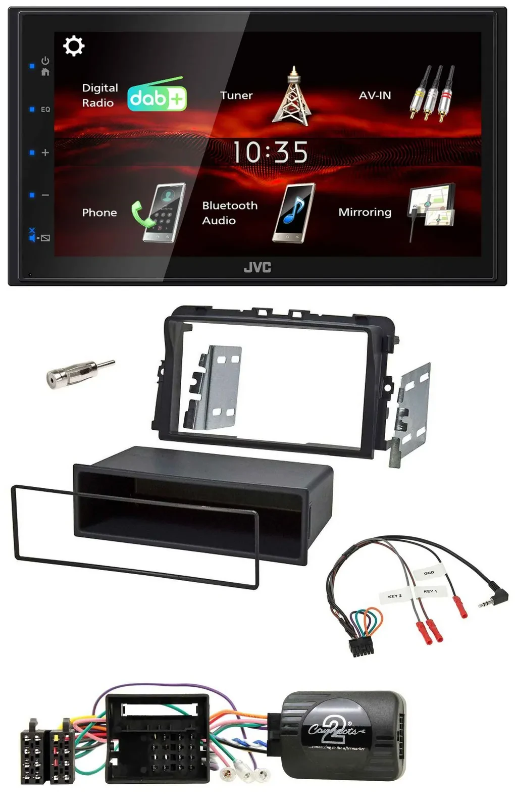 JVC USB Bluetooth Lenkrad DAB 2DIN Autoradio für Opel Vivaro 2011-2015