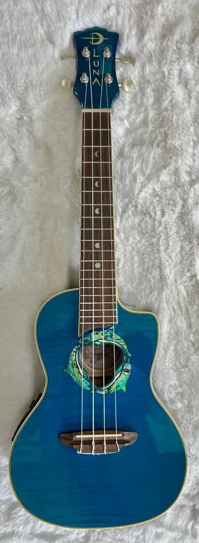 Luna Guitars Luna UKE DPN Dolphin Flame Maple Concert Size Acoustic Electric Ukulele w/Bag