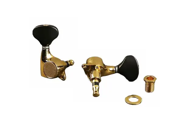 GOTOH Mechaniken für Gitarre, 3L/3R, Übersetzung 1:21, große schwarze Knöpfe, go