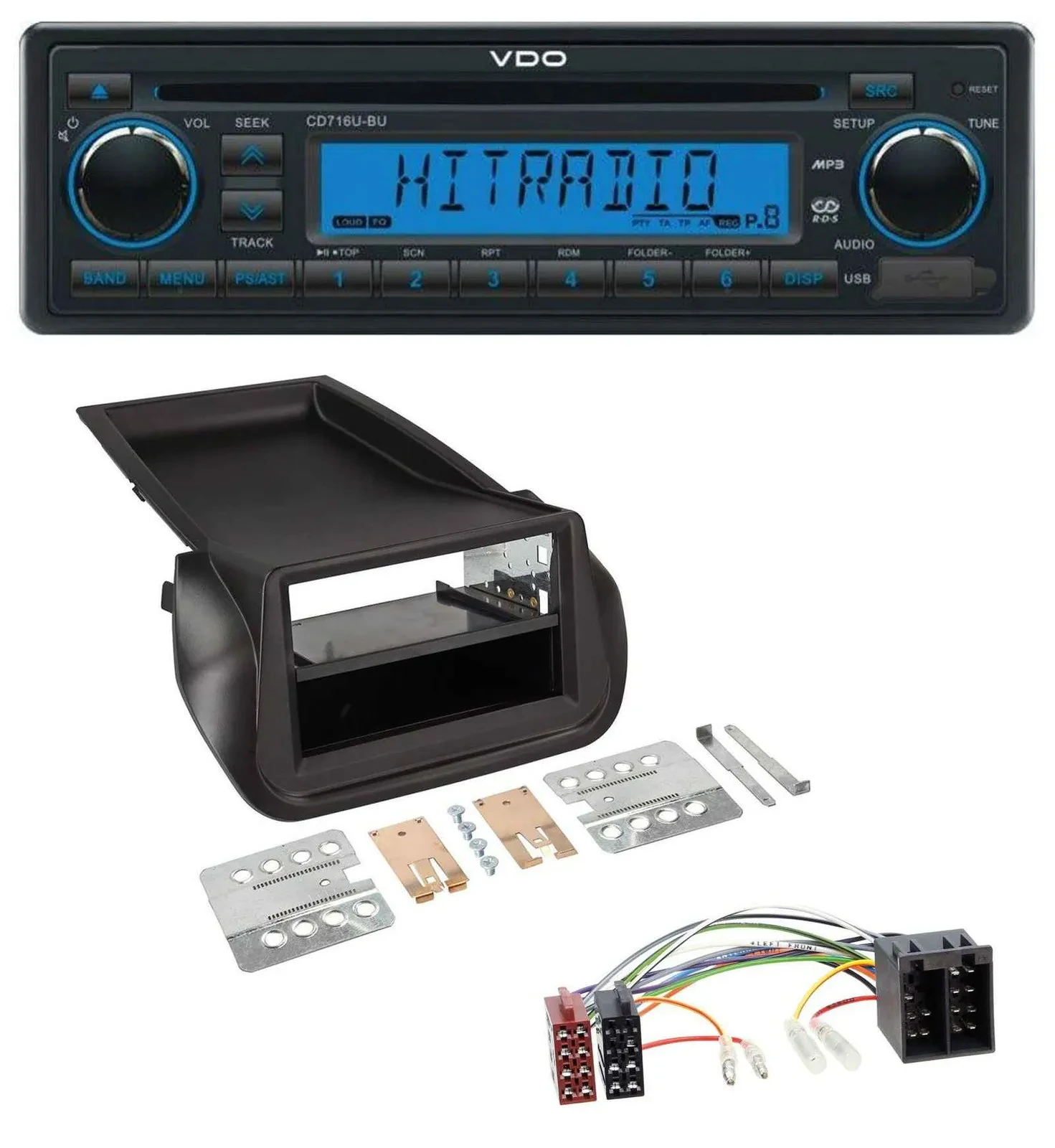 VDO AUX MP3 1DIN CD USB Autoradio für FIAT Fiorino (ab 2008)
