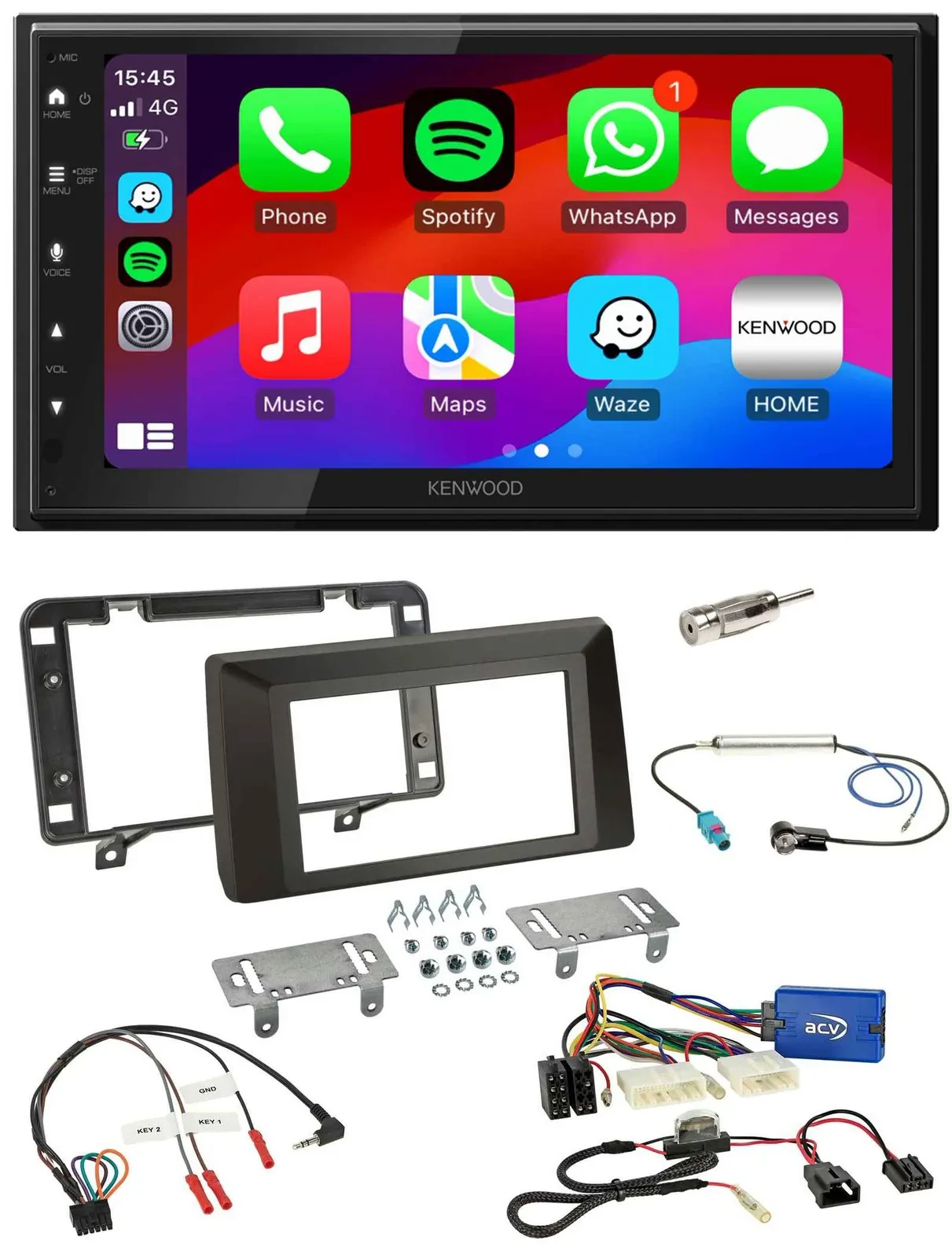 Kenwood Lenkrad USB DAB 2DIN Bluetooth Autoradio für Dacia Duster ab 2021
