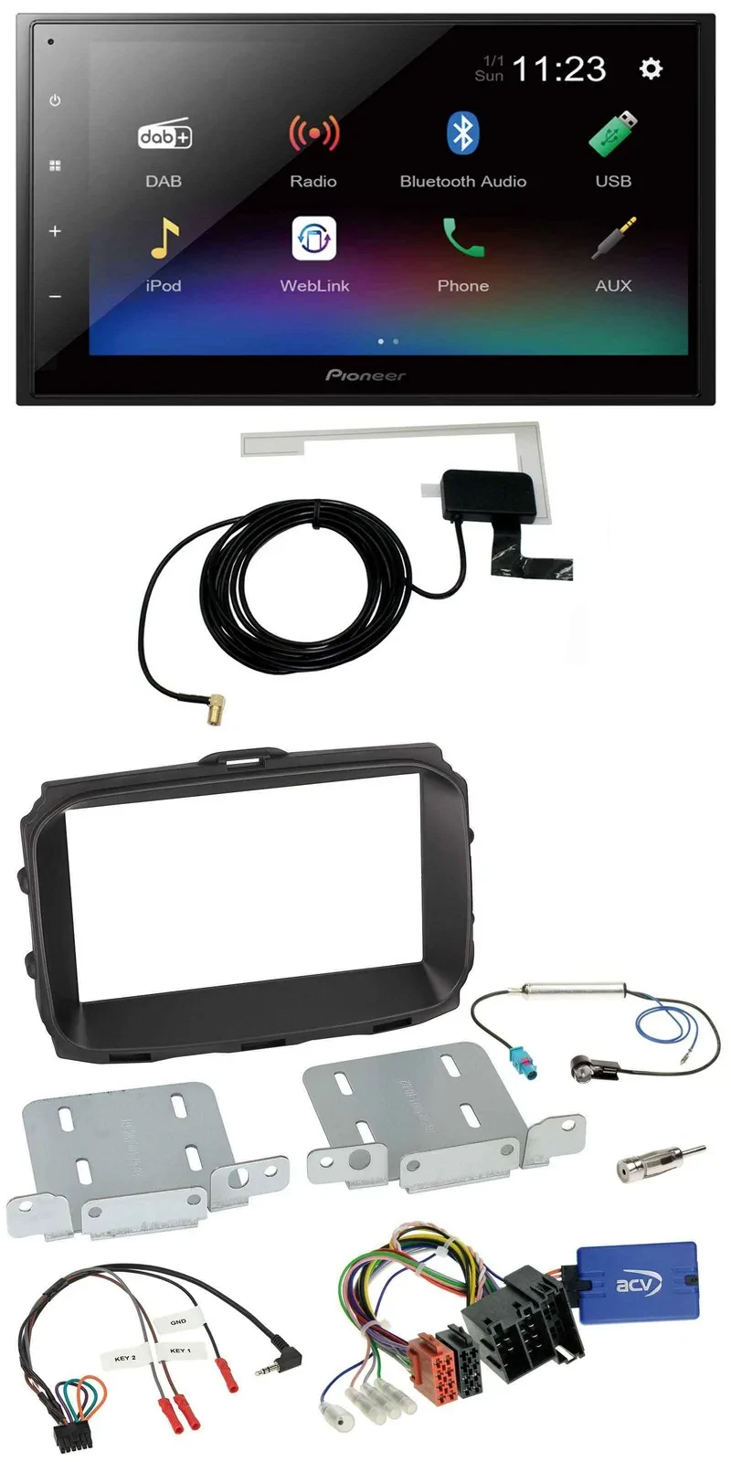 Автомагнитола Pioneer 2DIN, DAB, Bluetooth, USB для Alfa Romeo Giulietta