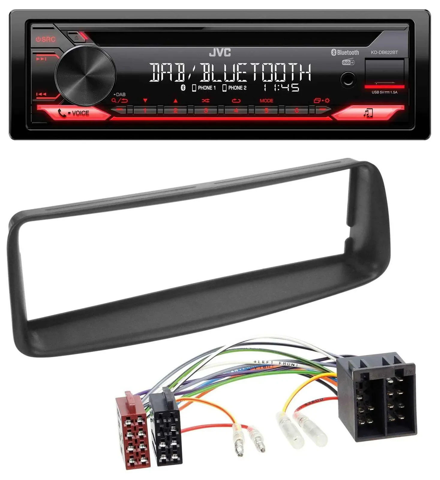 JVC CD DAB USB Bluetooth MP3 Autoradio für Peugeot 206 (ab 1998)