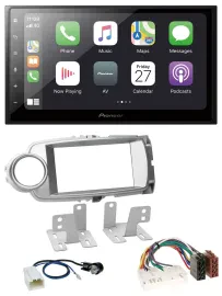 Автомагнитола Pioneer 2 DIN, Bluetooth, DAB, USB, для Toyota Yaris 2011–2014, серебристая