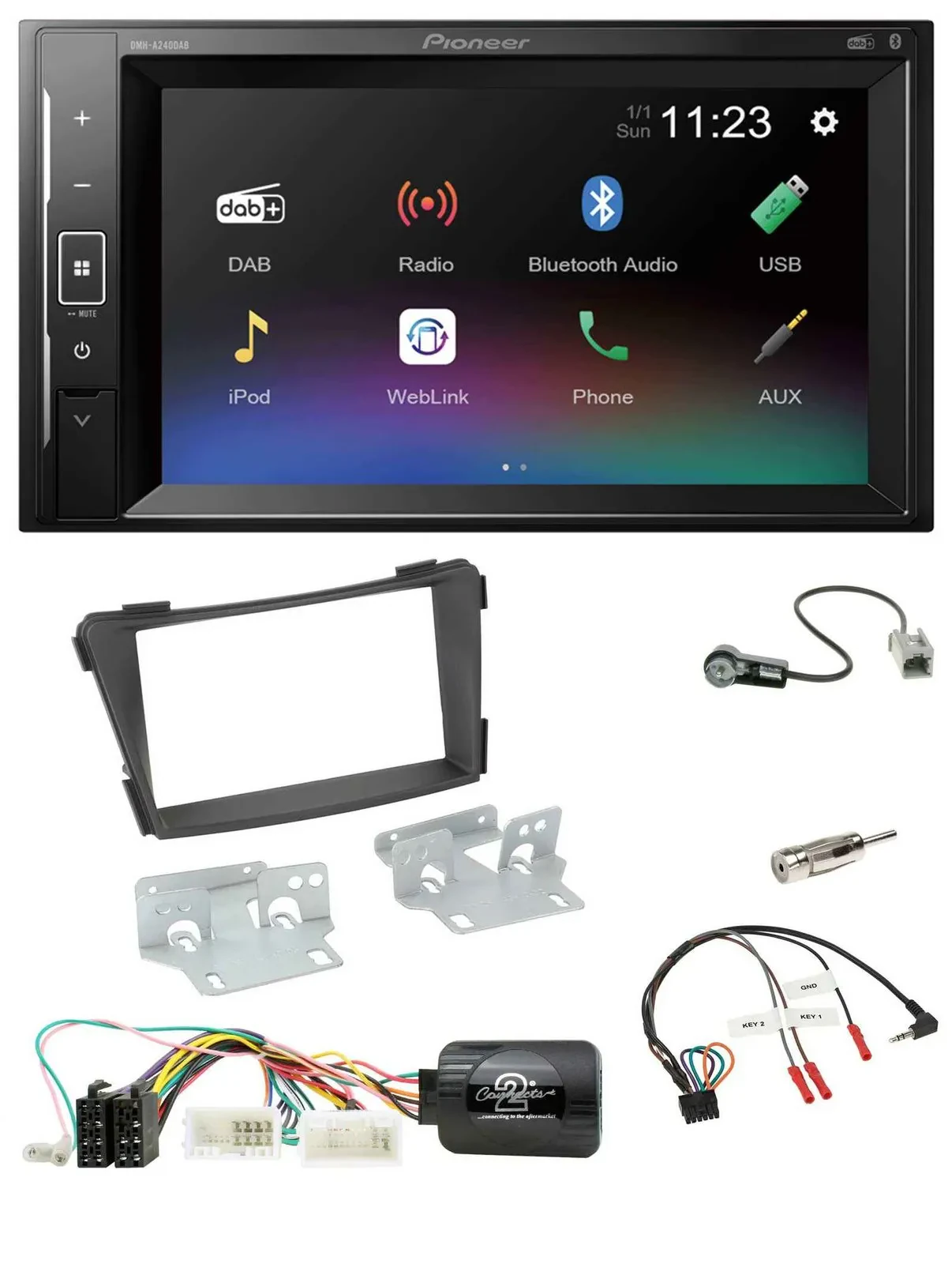 Pioneer DAB Lenkrad 2DIN Bluetooth USB Autoradio für Hyundai i40 VF ab 2011 schw