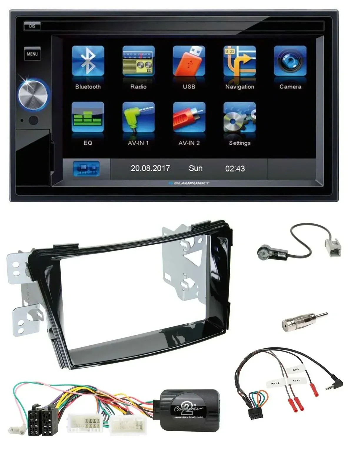 Blaupunkt 2DIN Bluetooth TMC USB Lenkrad SD Navigation für Hyundai i40 ab 2011 V