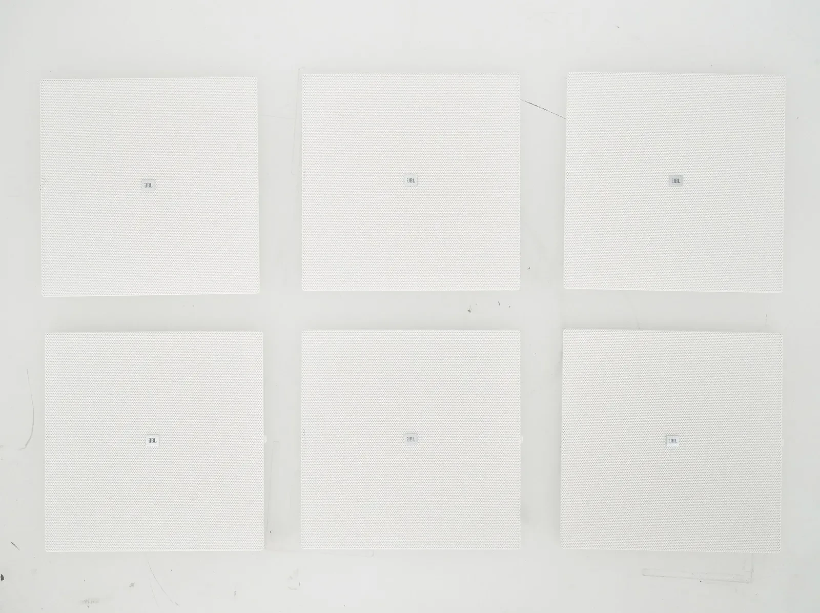 (6) JBL MTC-414SG White Square Grilles for Control 412 / 414 Ceiling Speakers