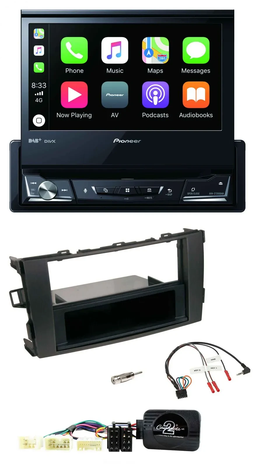 Pioneer DVD Bluetooth DAB USB Lenkrad Autoradio für Toyota Auris 2007-2011 schwa