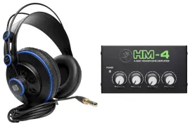 Presonus HD7 Studio Monitoring Headphones+Mackie 4Way Distribution Amplifier Amp