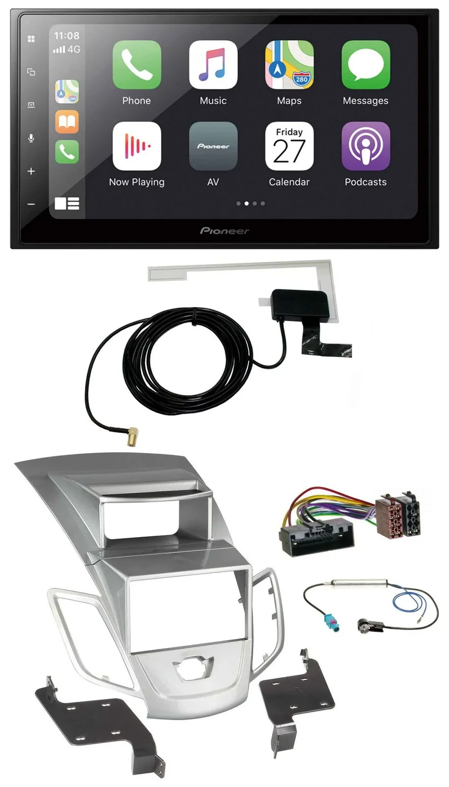 Pioneer USB MP3 2DIN Bluetooth DAB Autoradio für Ford Fiesta 2010-17 Display sil
