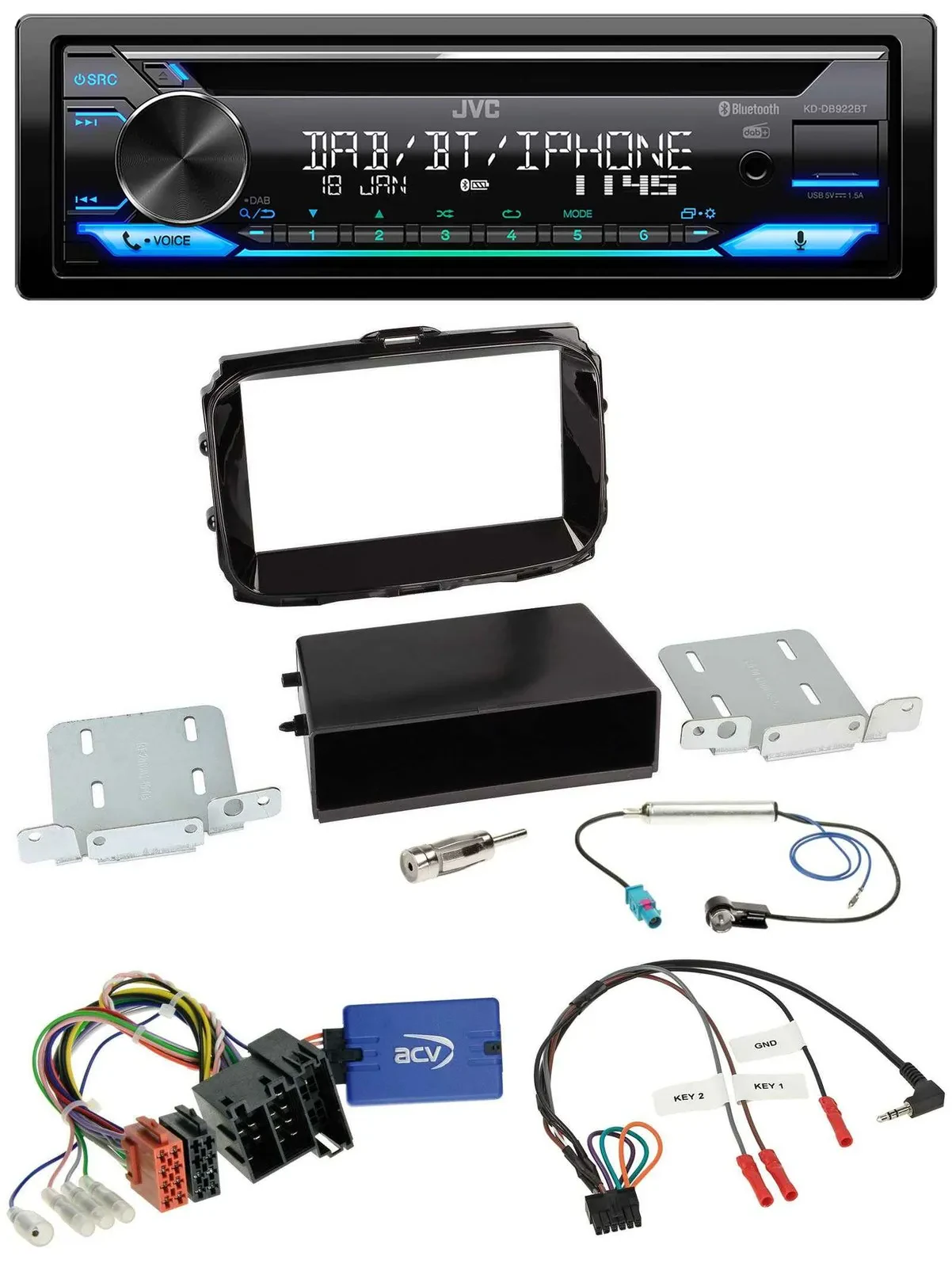 JVC Bluetooth Lenkrad USB DAB CD Autoradio für Alfa Romeo Giulietta 13-21 ISO pi