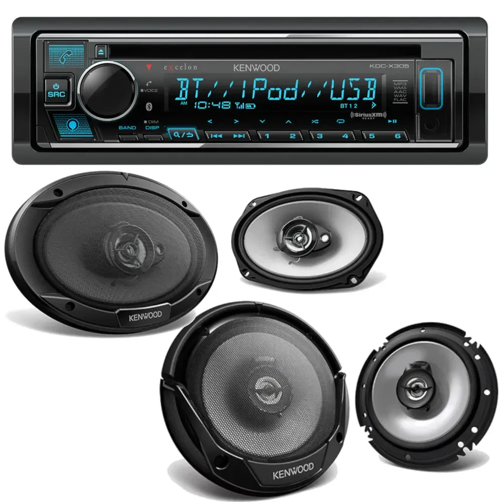Комплект автозвука Kenwood eXcelon KDC-X305 + KFC-1666S + KFC-6966S (набор) 6.5", 6x9" коаксиальные