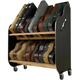 A&S Crafted Products SessionPro DoubleStack Mobile Guitar Case Storage Rack