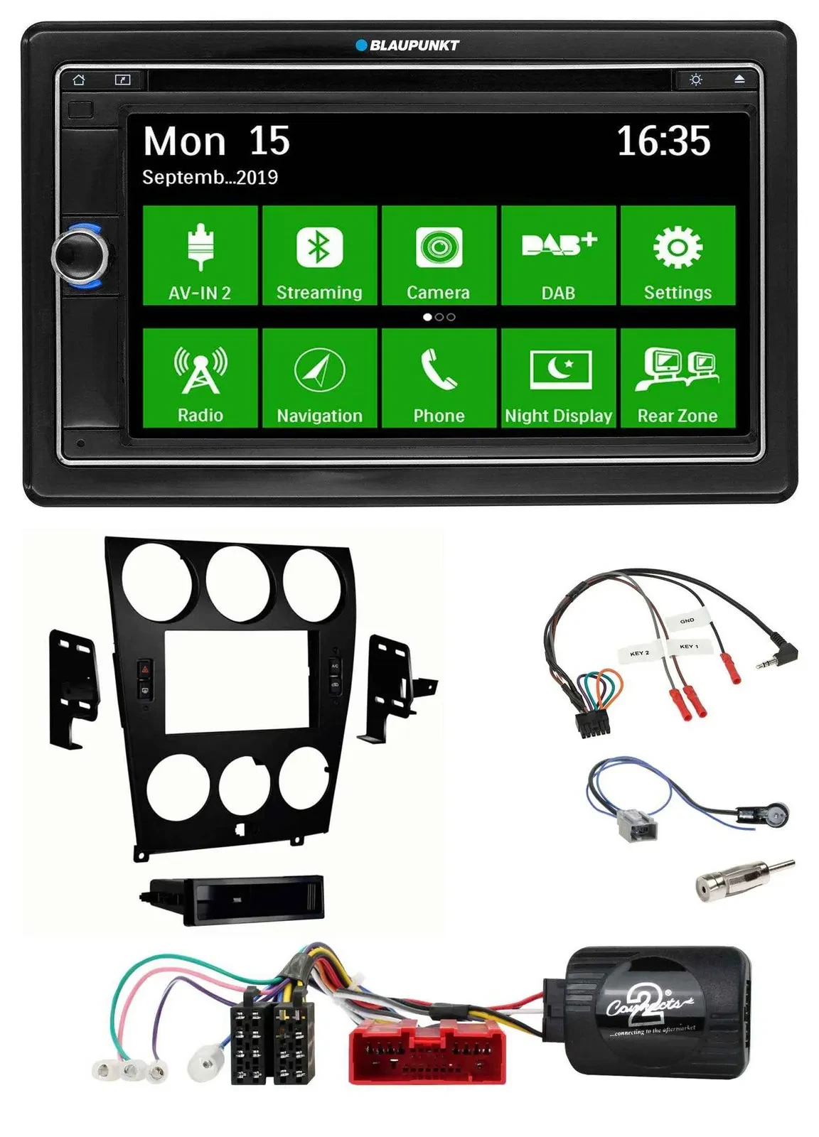 Blaupunkt Bluetooth 2DIN Lenkrad DAB USB TMC Navigation für Mazda 6 2006-2008