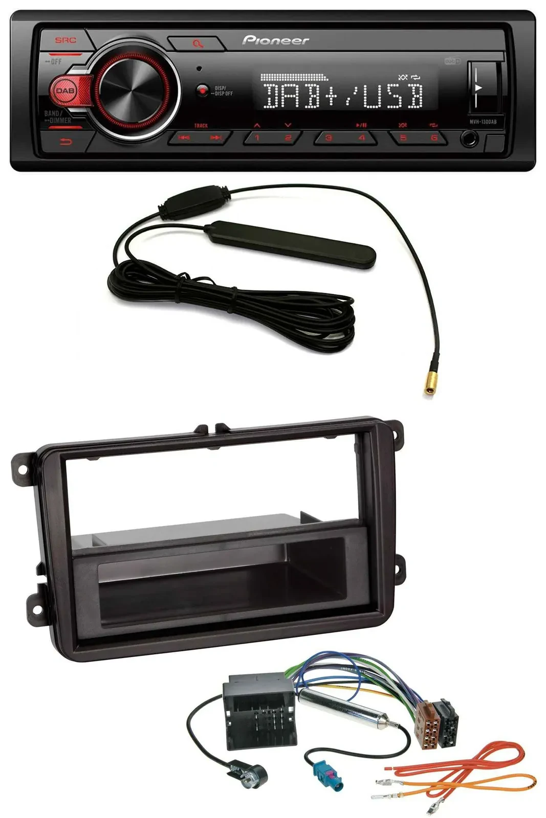 Автомагнитола Pioneer 1DIN, DAB, MP3, USB, AUX (совместима с Seat Alhambra с 2010, Leon 2009–2012, Toledo)