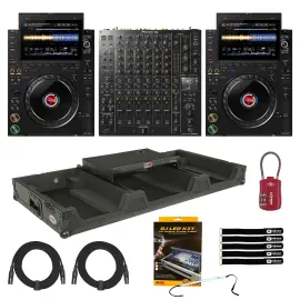 DJ-микшер AlphaTheta DJM-V10 с 2 плеерами CDJ-3000X (набор) с кейсом с полкой для ноутбука