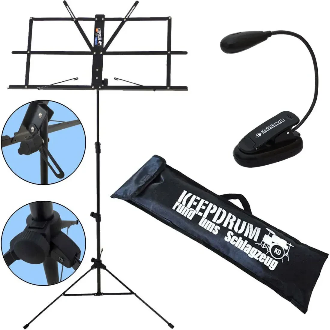 Пюпитр keepdrum MUS2BK Black с аксессуарами