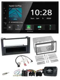 Автомагнитола для Saab 9-3 2008–2012 Kenwood 2DIN, Bluetooth, DAB, USB, поддержка кнопок на руле