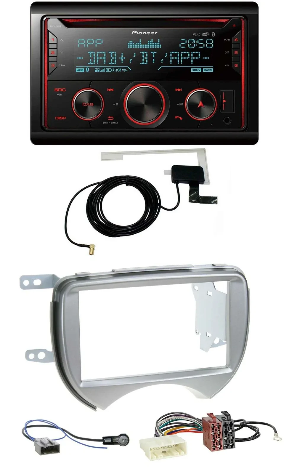 Pioneer 2DIN MP3 DAB USB CD Bluetooth Autoradio für Nissan Micra 2010-2013 silbe