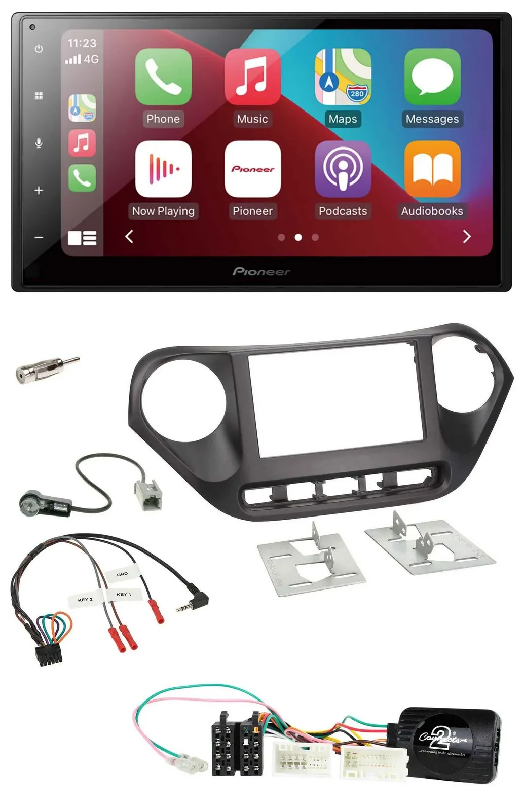 Автомагнитола для Hyundai i10 (с 2014) Pioneer 2 DIN, DAB, Bluetooth, USB, поддержка управления на руле