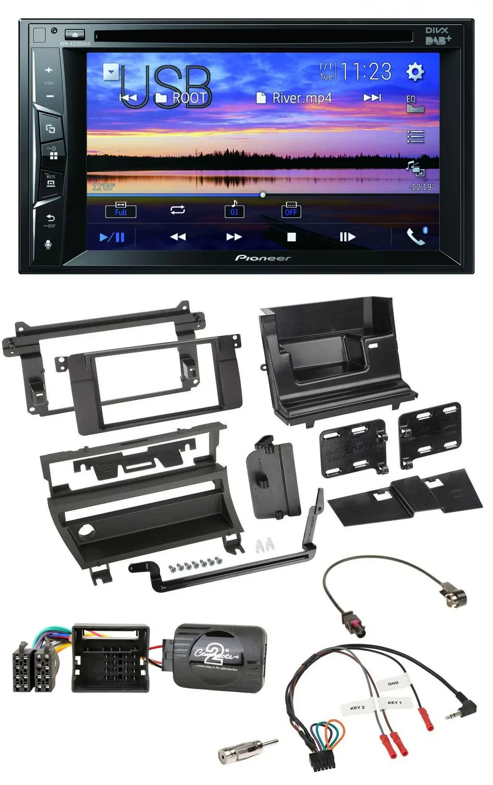 Pioneer Bluetooth 2DIN USB DVD DAB Lenkrad Autoradio für BMW 3-er E46 2001-2006