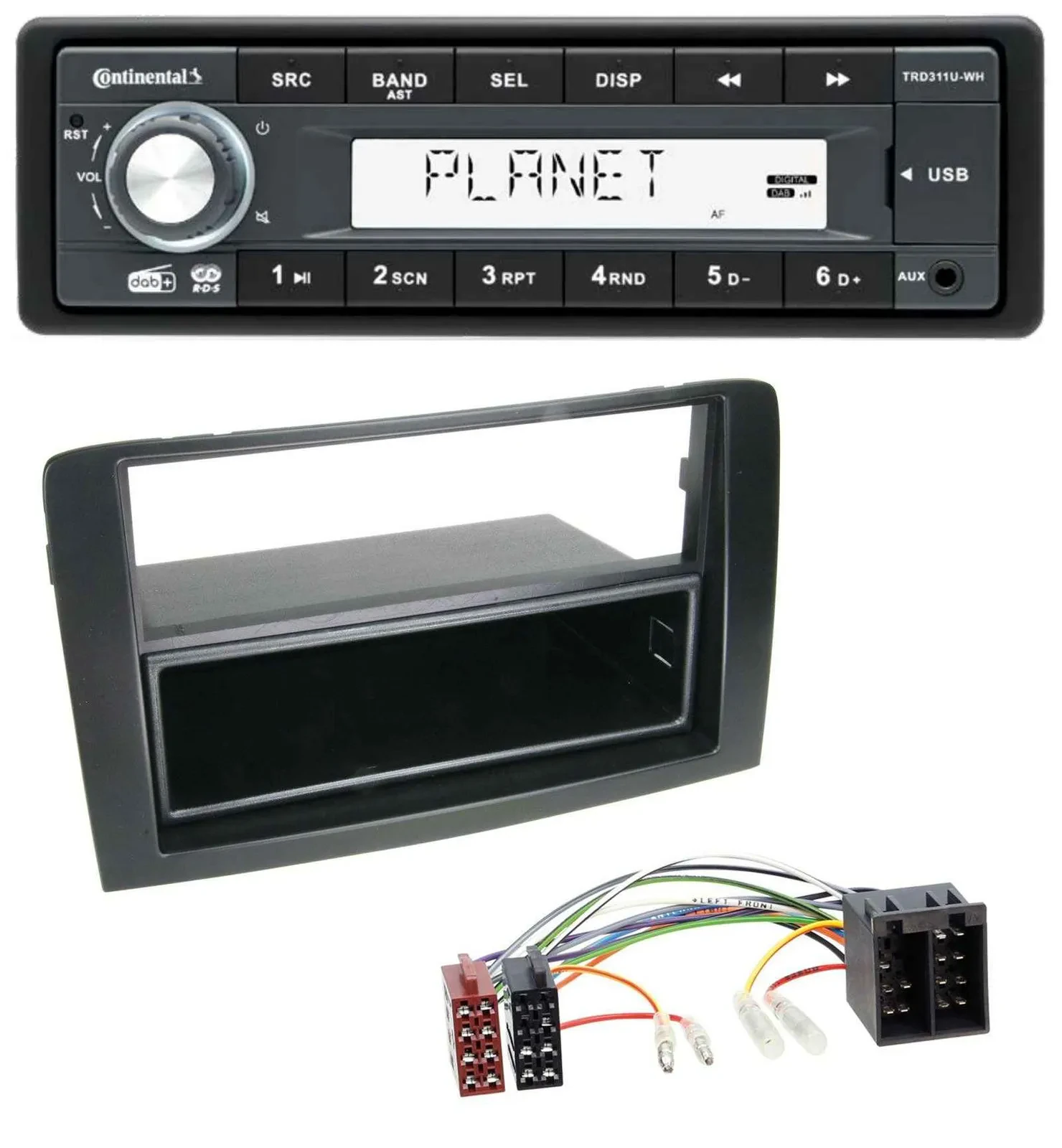 Continental MP3 AUX USB DAB 1DIN Autoradio für Fiat Idea (350 03-11) schwarz