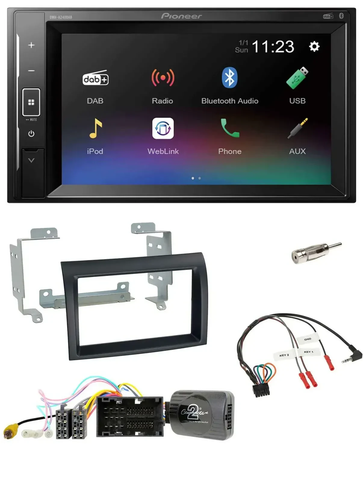 Автомагнитола для Citroen Jumper Pioneer 2DIN DAB, Bluetooth, USB, черная, поддержка кнопок на руле (с 2014)