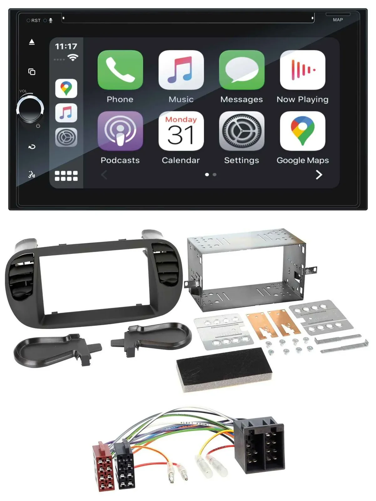 Blaupunkt 2DIN Bluetooth DAB USB DVD MP3 Autoradio für Fiat 500 bis 2012 schwarz