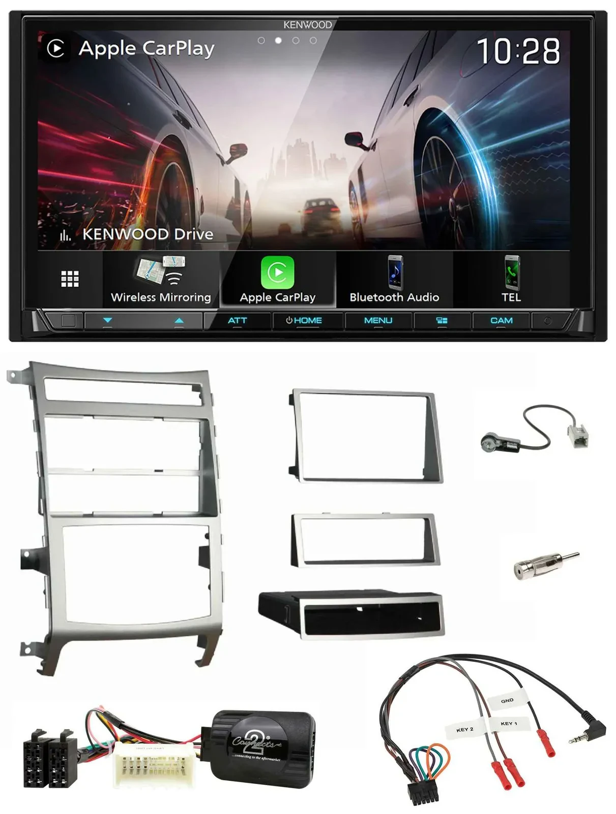 Автомагнитола Kenwood 2DIN USB DAB Bluetooth для Hyundai IX55 2009–2012 серебристая