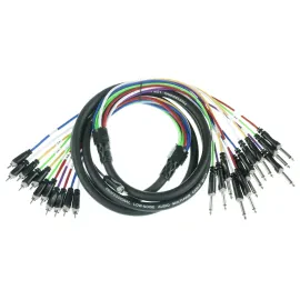 Audio Multicorekabel 12-fach 3m Schwarz Klinke Mono Cinch Male PVC AL-Folie