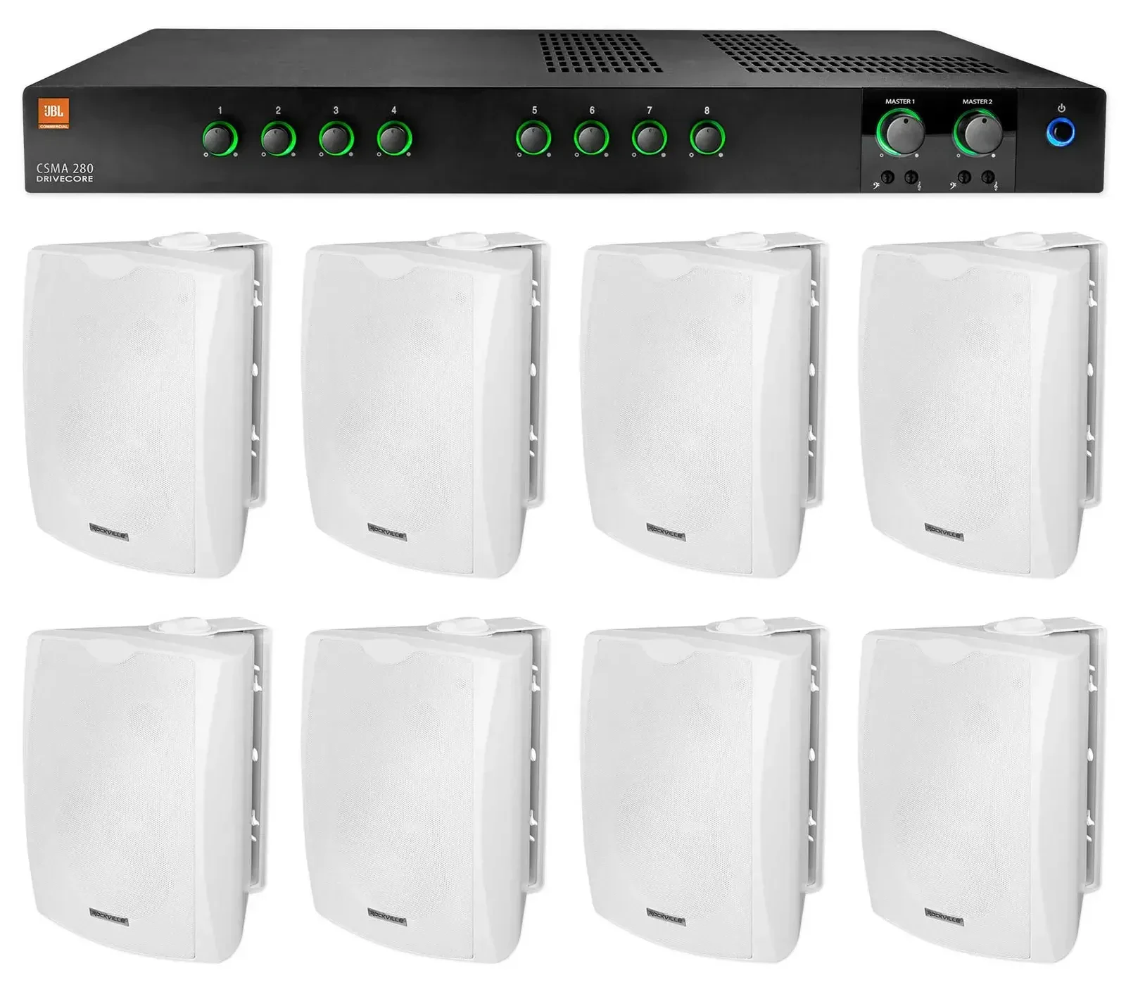 Настенная акустика JBL WET-6W White с усилителем (8 штук)