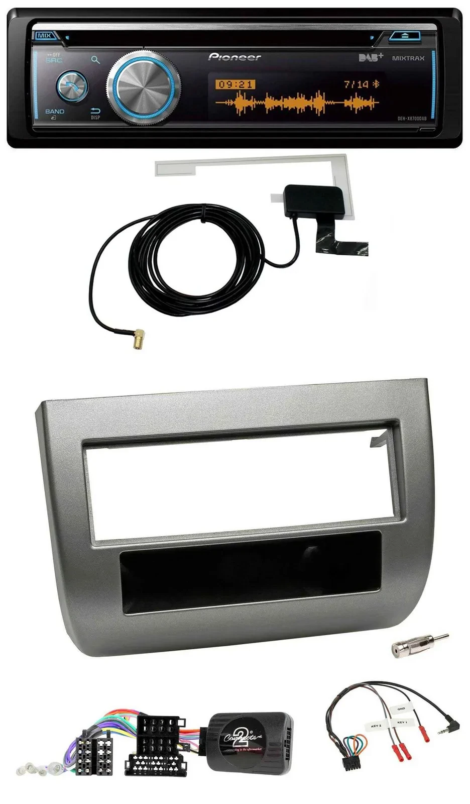 Pioneer Bluetooth DAB Lenkrad USB CD Autoradio für Lancia Y 843 05-11 dunkelsilb