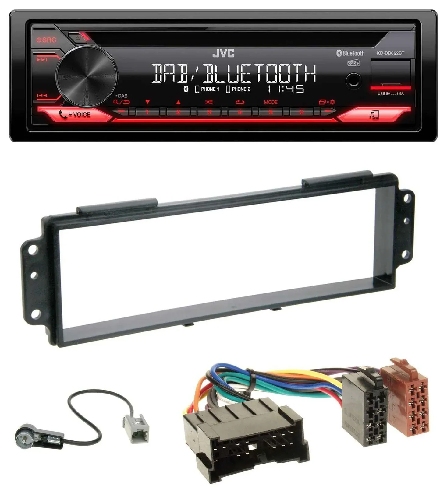 JVC CD DAB USB Bluetooth MP3 Autoradio für Kia Picanto (2008-2011)