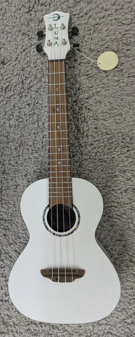Luna Guitars Luna Model UKE HAU T Tenor Size All White Ukulele with Gig Bag