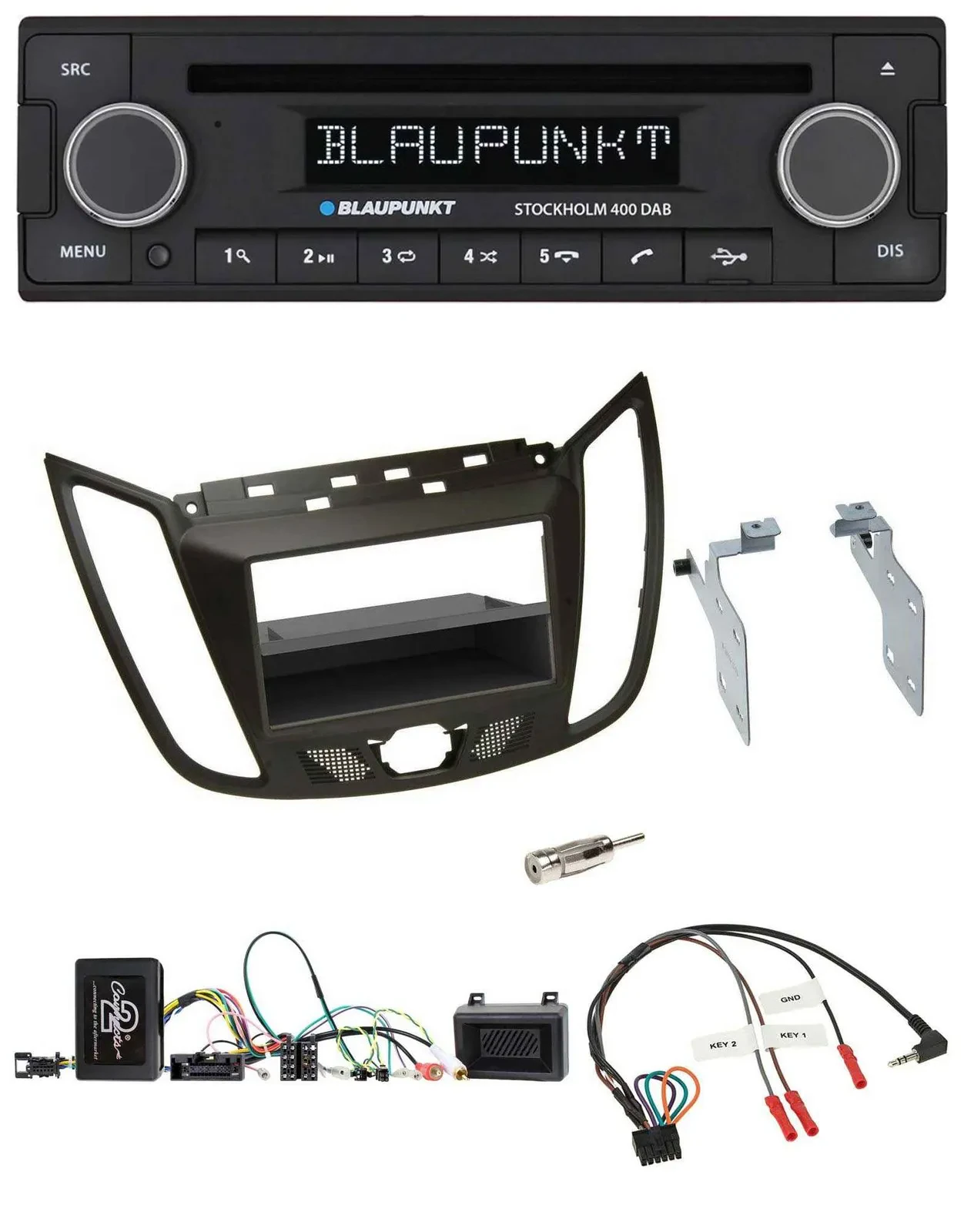 Blaupunkt Lenkrad Bluetooth DAB CD USB Autoradio für Ford C-Max Kuga braun