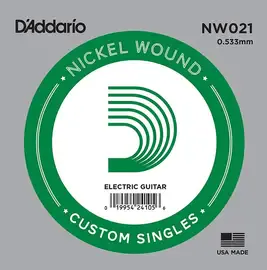 Струна для электрогитары D'Addario NW021 XL Nickel Wound Singles, сталь никелированная, калибр 21