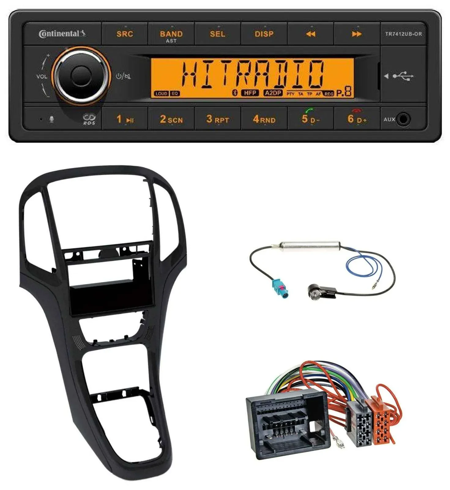 Continental MP3 Bluetooth AUX USB Autoradio für Opel Astra J ab 2009 Perl schwar