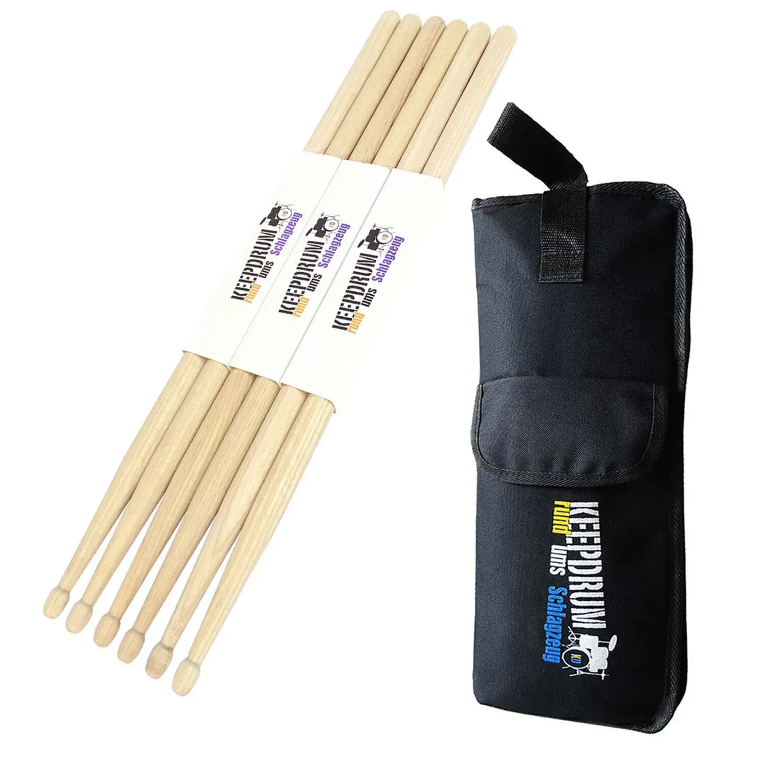 Барабанные палочки keepdrum 5A Hickory с чехлом (3 пары)