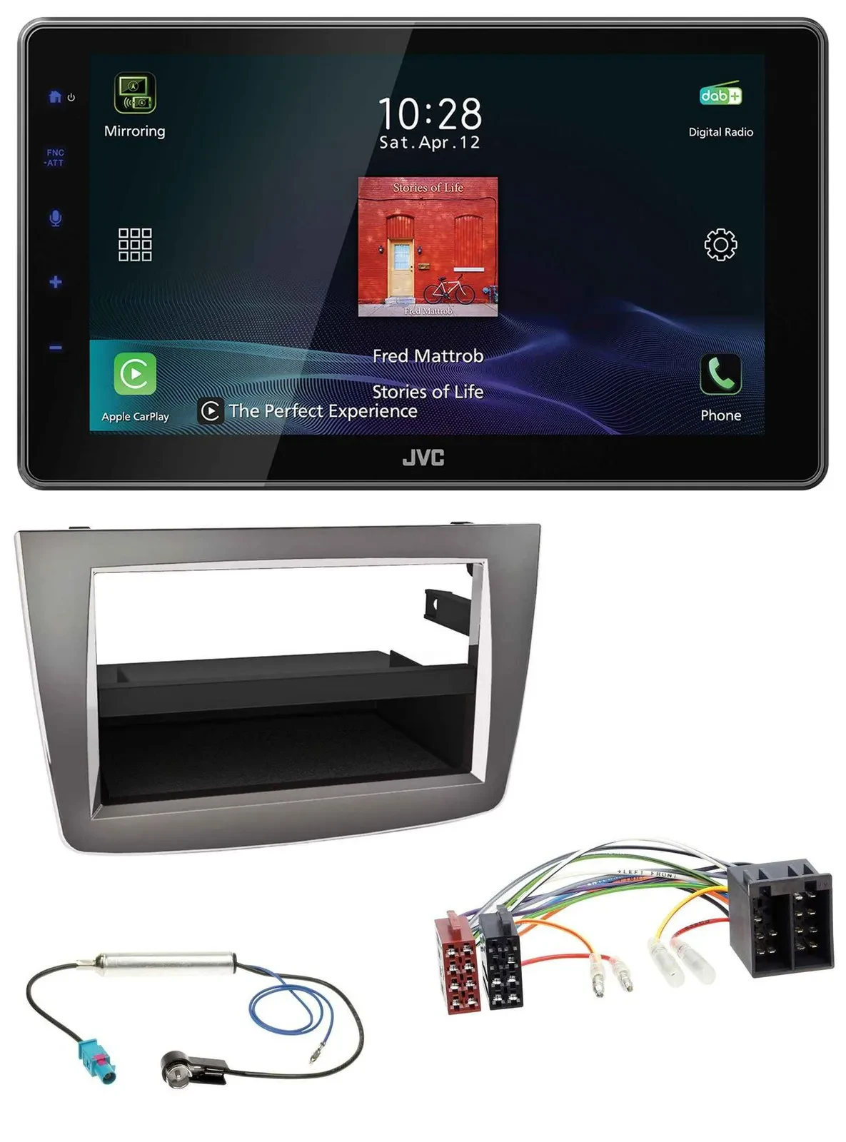 JVC DAB MP3 Bluetooth USB Autoradio für Alfa Romeo MiTo 955 08-14 ISO dunkelsilb
