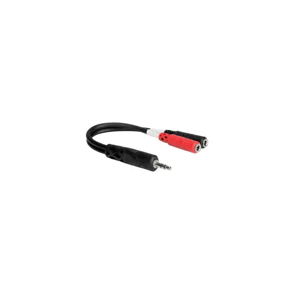 Коммутационный кабель Hosa Technology 6" Stereo 3.5mm Male to Two Mono 3.5mm Female Y-Cable #YMM261