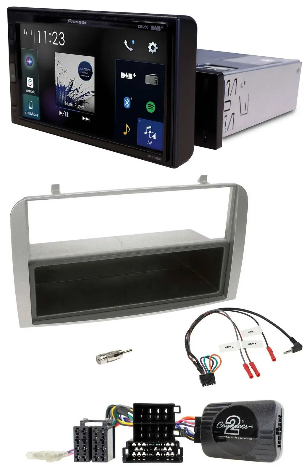 Pioneer DAB Lenkrad Bluetooth USB Autoradio für Alfa GT 147 07-10 silber Ablagef