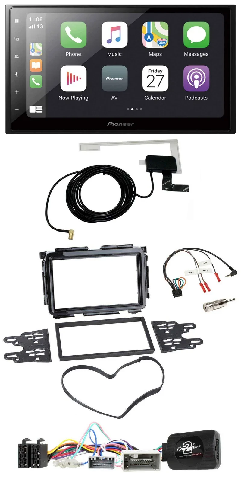 Pioneer USB Lenkrad 2DIN Bluetooth DAB Autoradio für Honda HR-V RU ab 2015 schwa