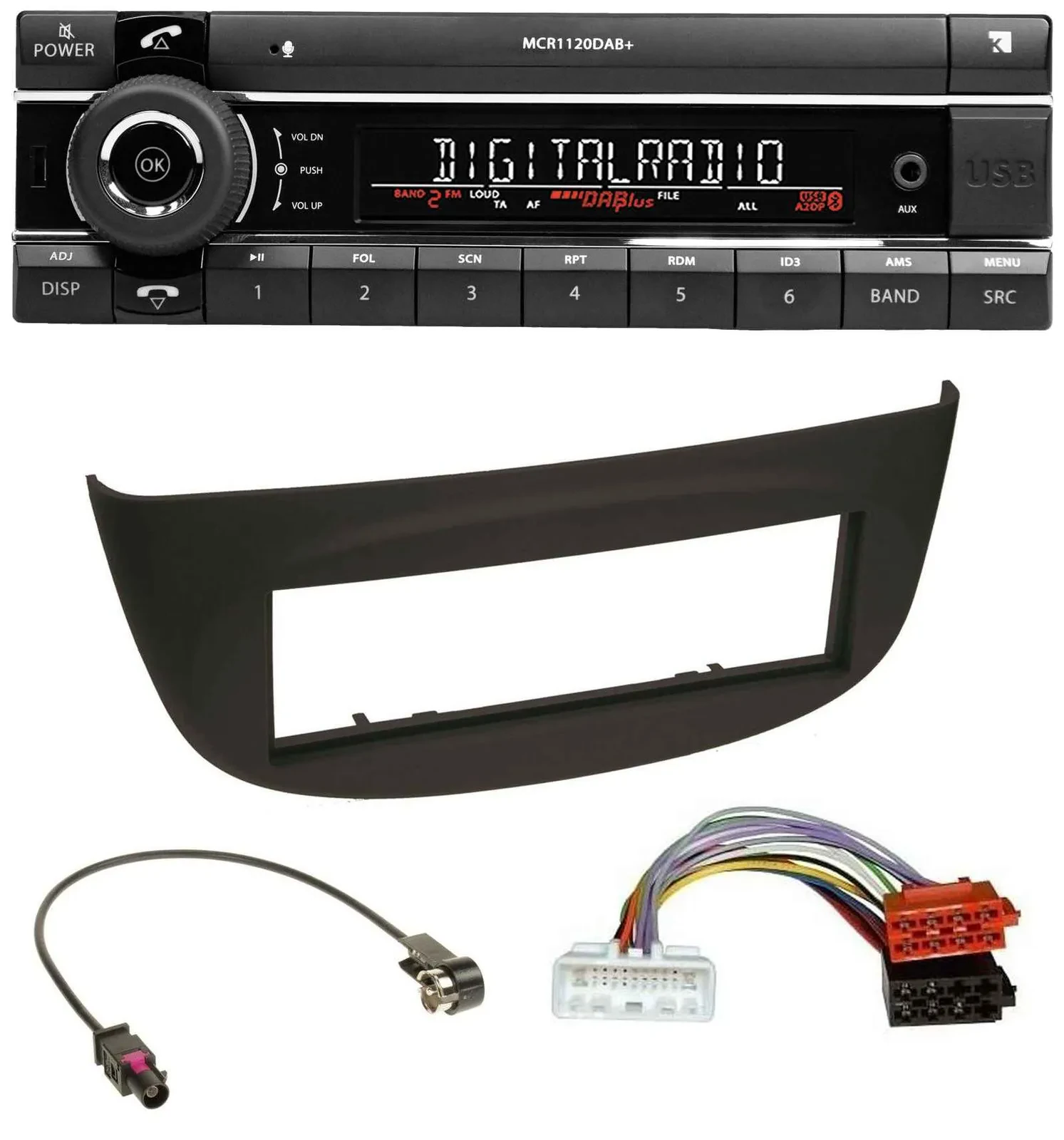 Kienzle Bluetooth MP3 USB DAB Autoradio für Renault Twingo ab 2015 schwarz