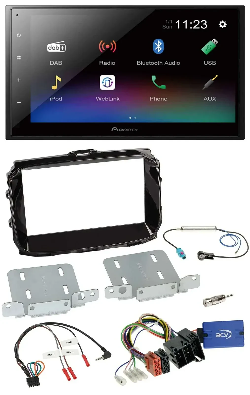 Автомагнитола Pioneer USB Bluetooth DAB 2 DIN для Alfa Romeo Giulietta (ISO, 2013–202)